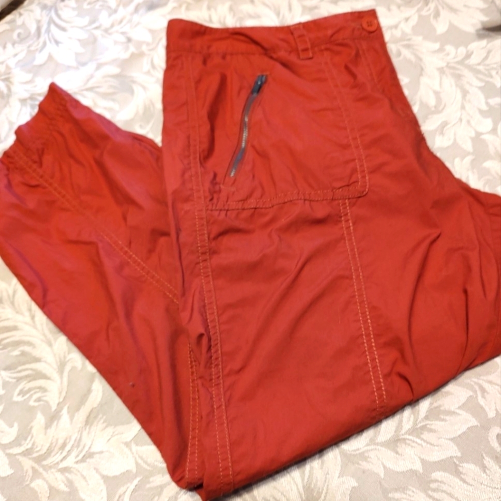 🍂 Fabulous Loft Rich Sienna Burnt Orange Ankle Active Wear Cargo Pants - 10 - Picture 7 of 14